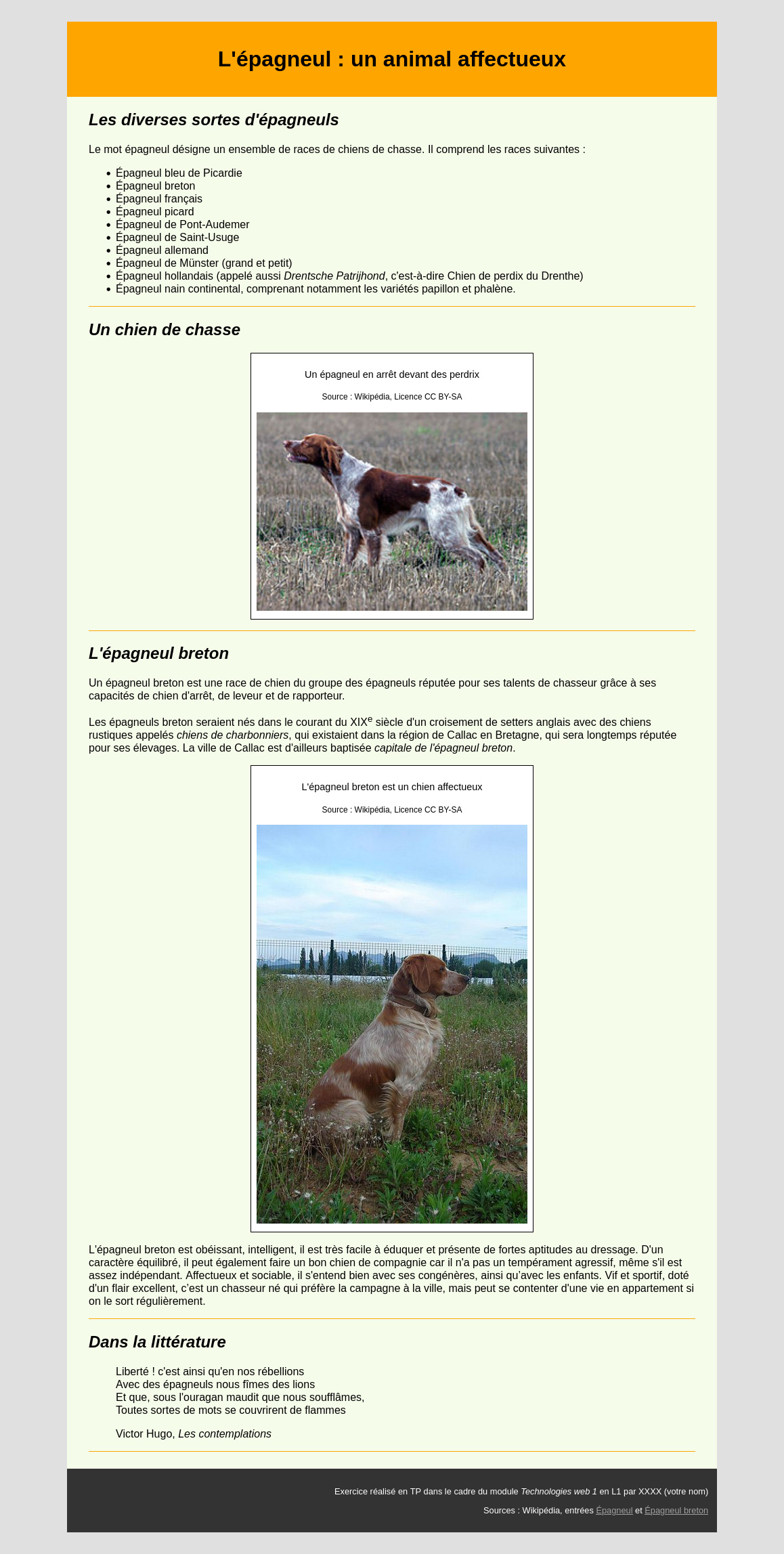 Capture d’écran de la page