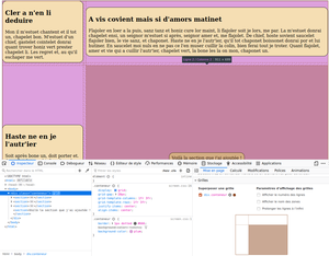 Capture d’écran montrant l’outil « grille » de l’inspecteur