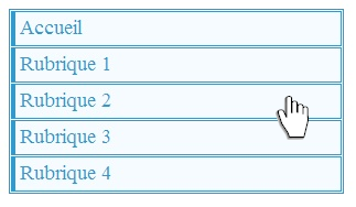 menu vertical avec pointeur