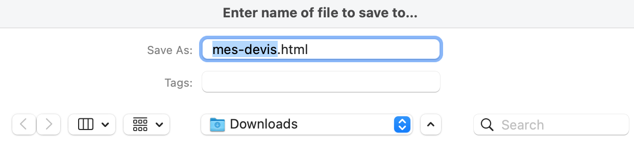 Enregistrement du fichier