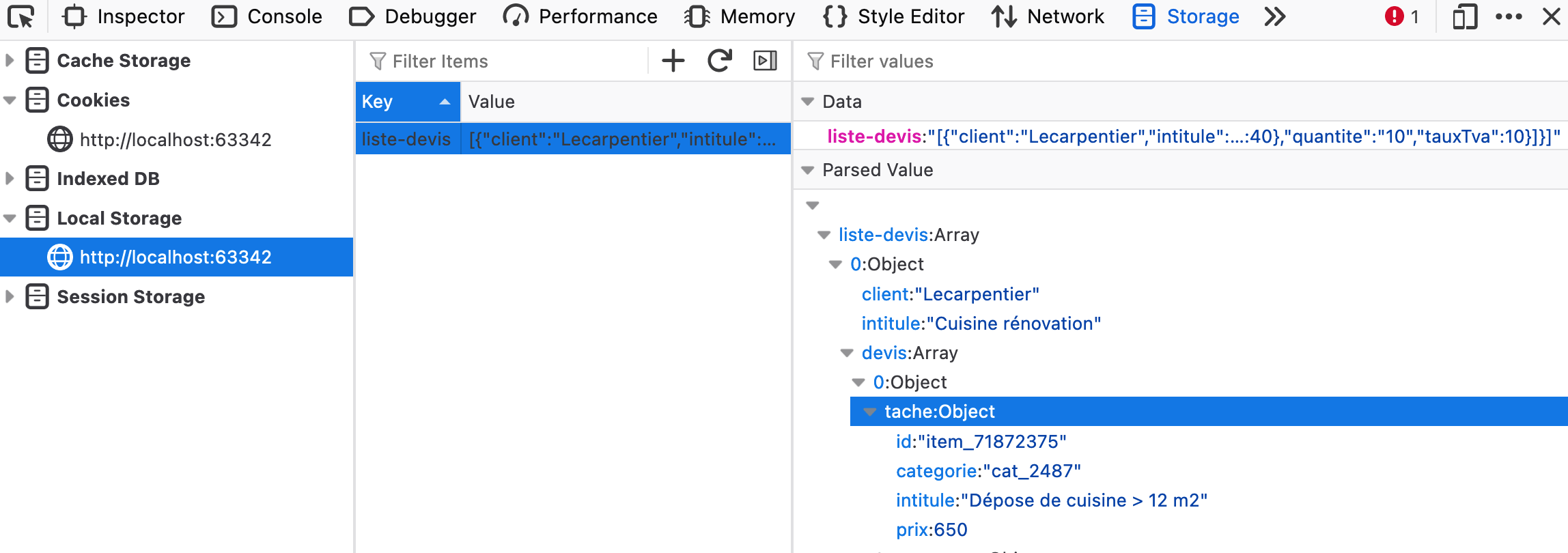Données enregistrées