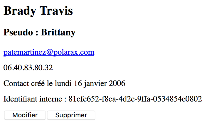 Boutons modifier/supprimer