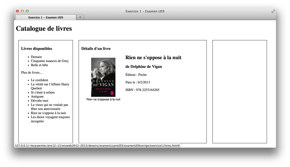 Affichage des titres des livres en plus