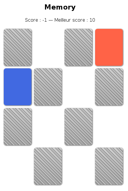 Jeu de memory terminé